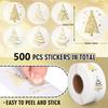 500 Pieces Clear Tree Sheet Christmas Stickers for Cards 1-Inch/2.5cm Adhesive Gold Foil Christmas Stickers Roll for Adults