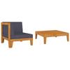 Day and Night - Day and Night Garden Furniture 2 Pieces with Cushions Solid Acacia Wood