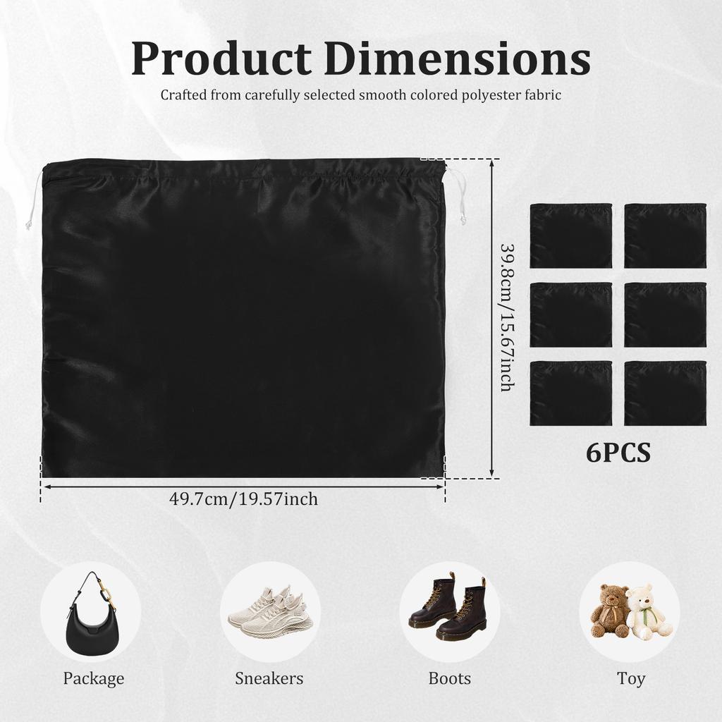 6Pcs Handbag Dust Bag Silk Drawstring Storage Bag Portable Travel Breathable Dustproof Bag for Purse Backpack Sneaker Boot Toy