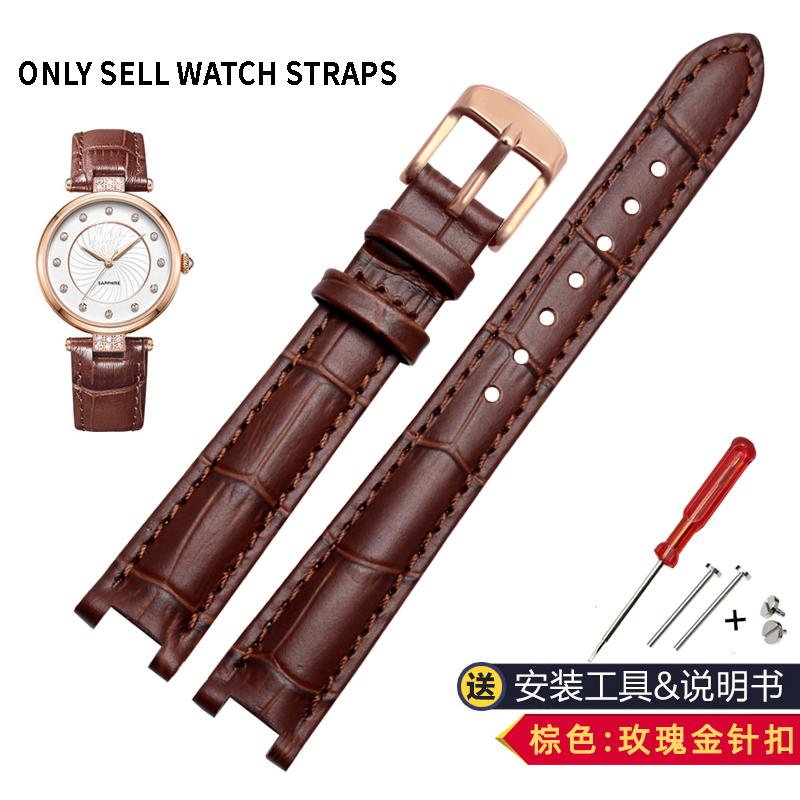 For Rossini 516752 616764 517784 5758G Notch Watch Chain Cowhide Leather Watchband Red Bracelet Men Women 14mm 16mm 18mm Strap