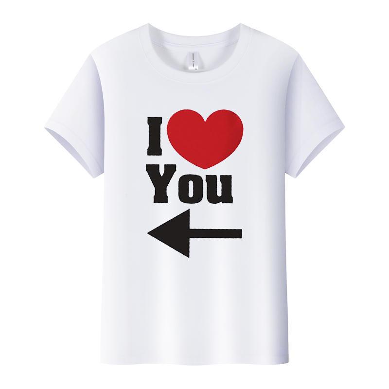 Футболка для пары с принтом сердца и стрелок, с коротким рукавом и круглым вырезом, свободная футболка King Queen, футболка для влюбленных, топы, женская одежда