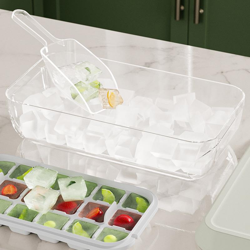 32 Grid Silicone Ice Cube Tray Mould With Lid Shovel Storage Box Remove With One Click Ice Maker DIY Whiskey Cocktail Tools
