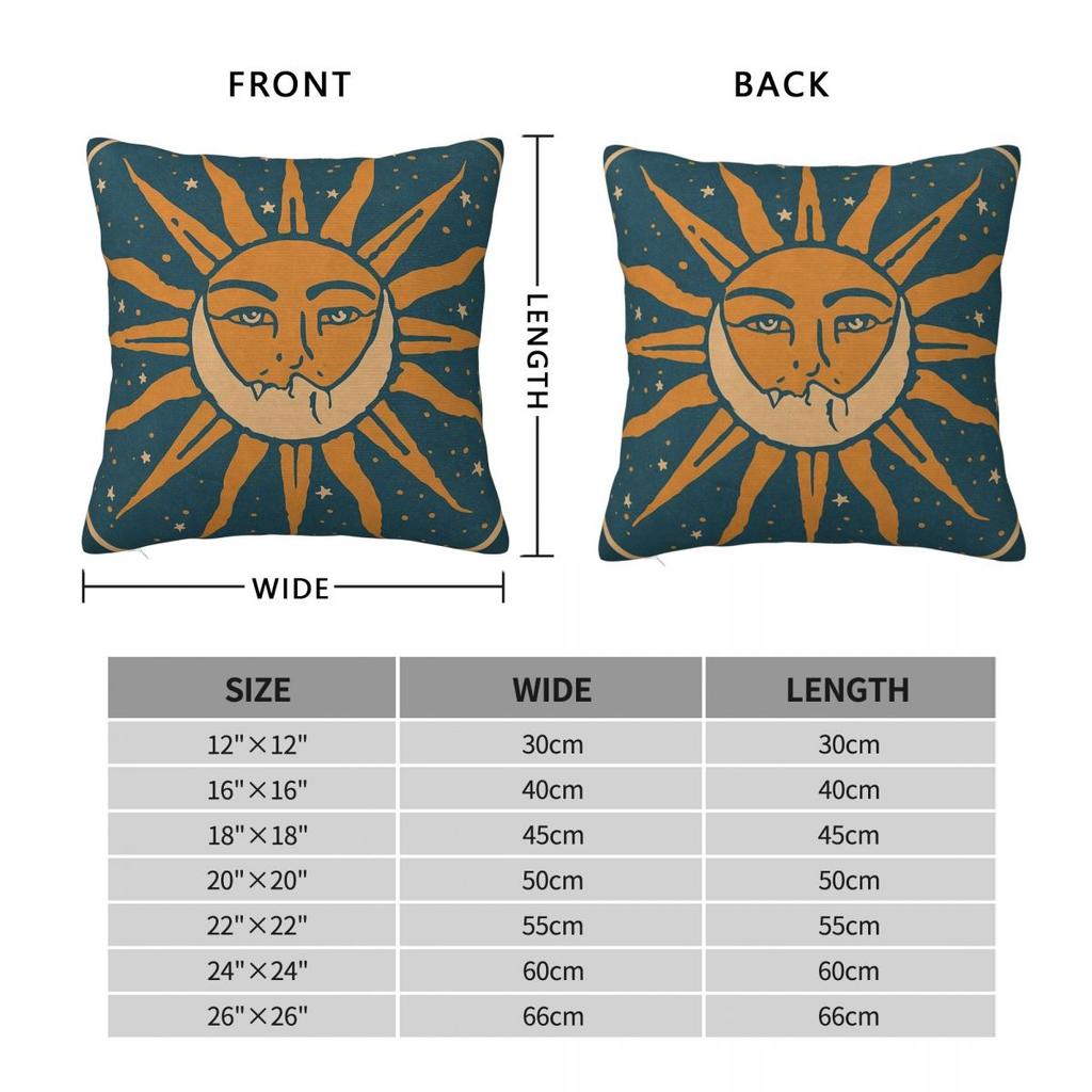 Sun And Moon Tarot Square Pillowcase Polyester Linen Velvet Creative Zip Decorative Sofa Seater Cushion Case