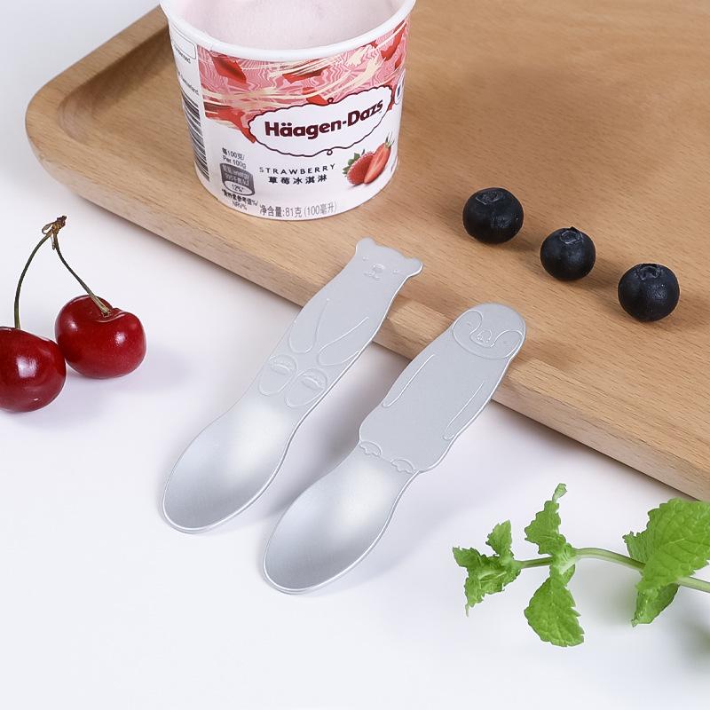 Japan Self-melting Type Ice Cream Spoon Aluminum Creative Cute Small Dessert Scoop Silver Pudding Cake Spoons Tableware