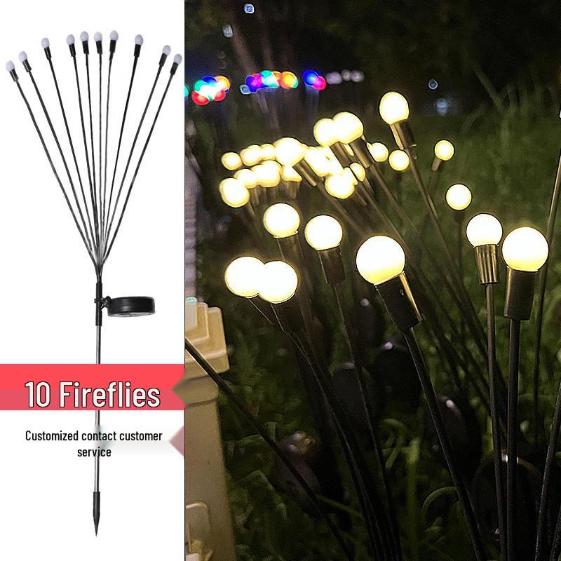 Solar Wind-Powered Firefly LED Garden Stake Lights - Waterproof Outdoor Decor