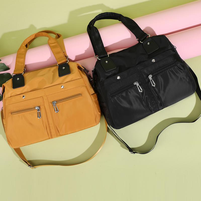 Solid Color Handbag Nylon Shoulder Bag Women's Large Capacity Tote Bag