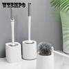 Solid Color Toilet Brush Set Toilet Cleaning Without Dead Corner Round Head Square Head Brush with Base