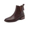 Cow Leather Winter Round Toe Med Heels Chelsea Boots Women Slip On Big Size 43 Basic Clothing Ankle Boots