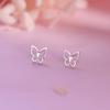 Butterfly Zircon Stud Earrings for Women's Summer Light Luxury Temperament Niche Design Sense Hollow Flash Diamond Earrings