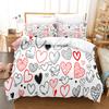 Bedding Set Pink Love Heart Duvet Cover Boy, Kid's Fashion Quilt Cover Girls Room Cute Sweets Bedding King/Queen Duvet Cover Set