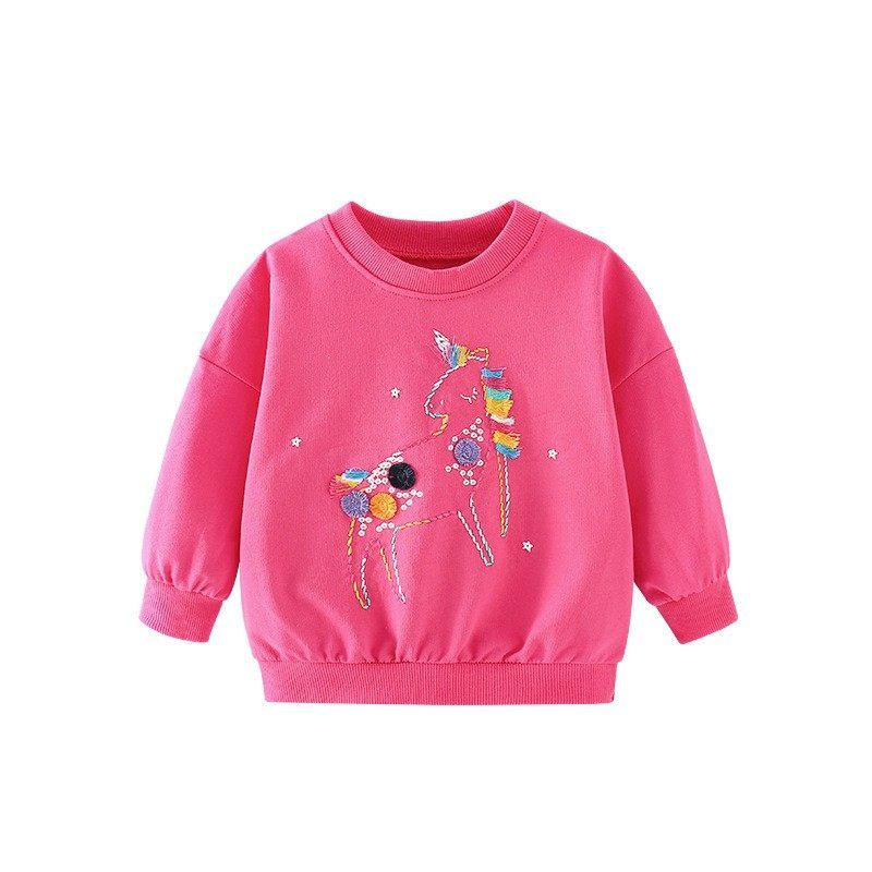 Girls' Polka-Dot Cat Long-Sleeved Sweatshirt Baby Autumn and Winter Clothing Infant and Toddler Round Neck Pullover Bottoming Shirt Top