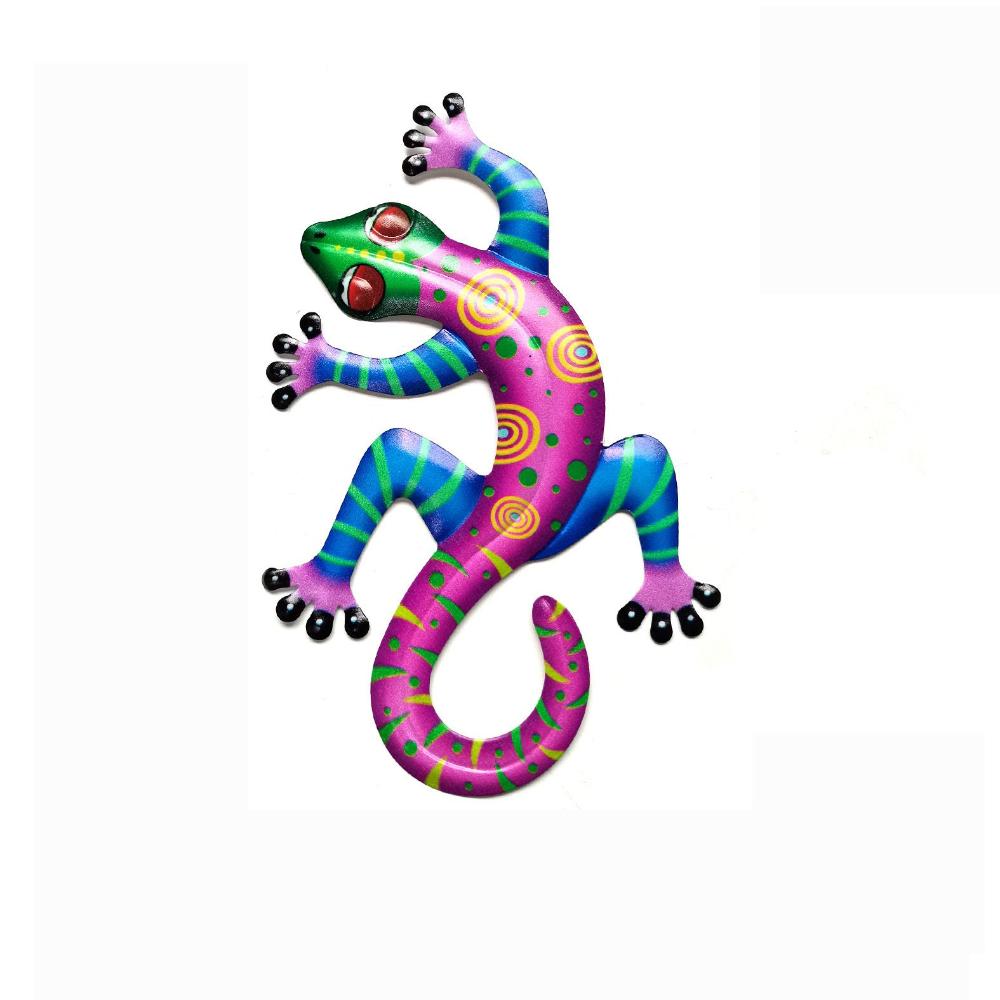 Iron Art Gecko Ornaments Wall Art Decoration Simulation Small Metal Gecko Lizard Sculptures Outdoor Home Garden Frnaments