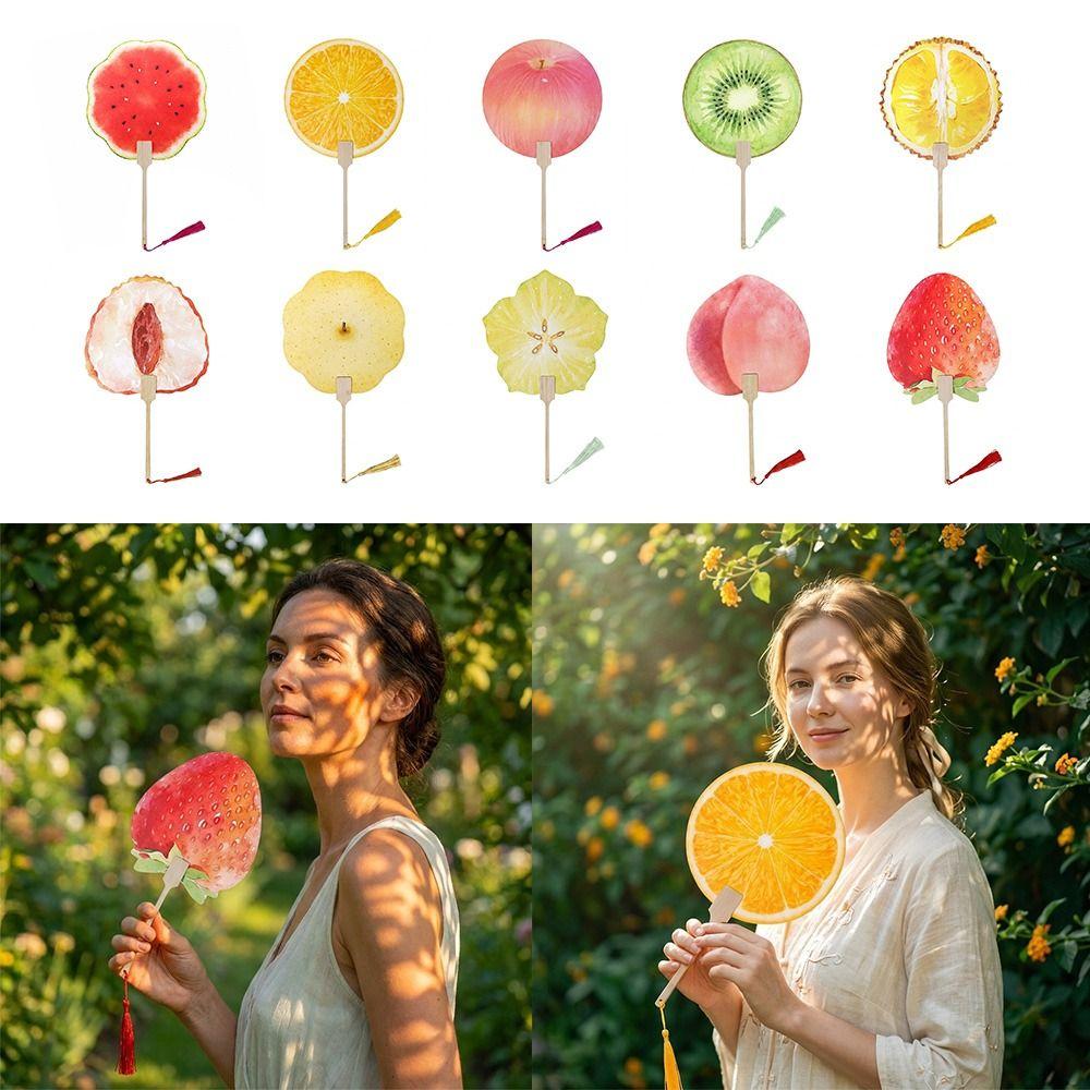 Cartoon Fruit Fruit Fan Multicolor Circular Fan Creative Handheld Fan Summer Season
