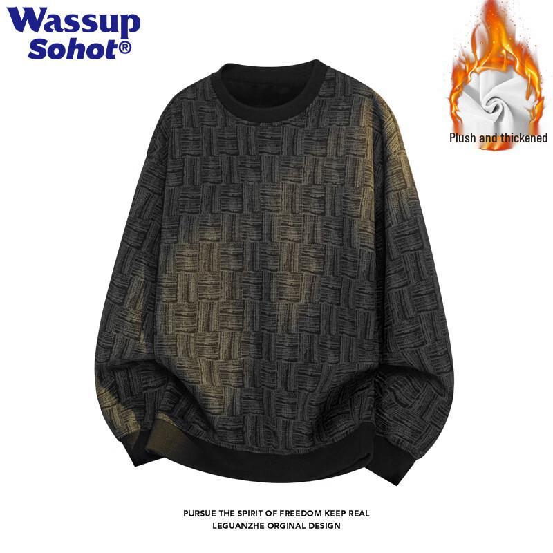 Wassup Мужская толстовка Sohot в американском ретро стиле, свободная, повседневная, с круглым вырезом, длинным рукавом