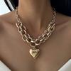 DIEZI Punk Vintage Heart Pendant Necklace For Women Fashion Gold Silver Color Statement Chokers Clavicle Chain Necklace Jewelry