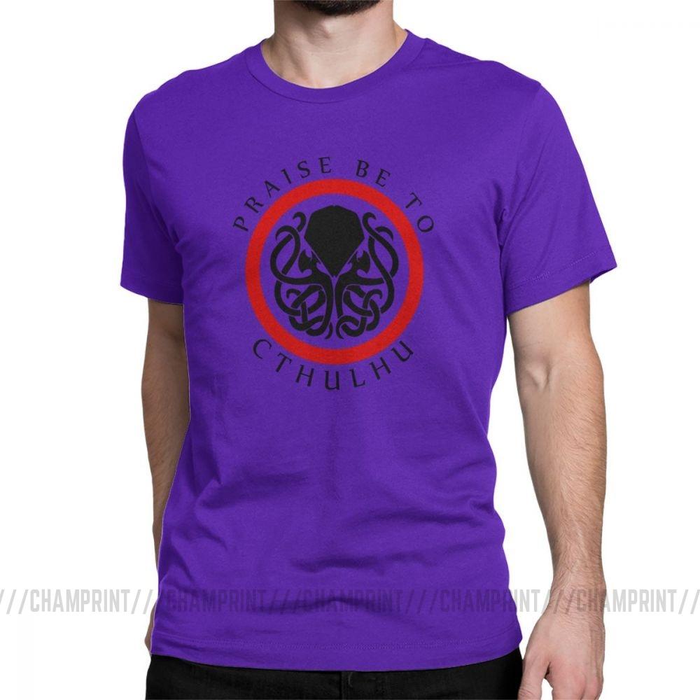 Praise Be To Cthulhu Cool T Shirts For Men Crewneck Cotton T Shirt Short Sleeve Tee