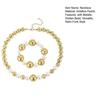 1 Set Imitation Pearl Necklace Bracelet Retro Punk Style Beaded Choker Necklace Metallic Golden Bead Bracelet Women Jewelry for Party Dating