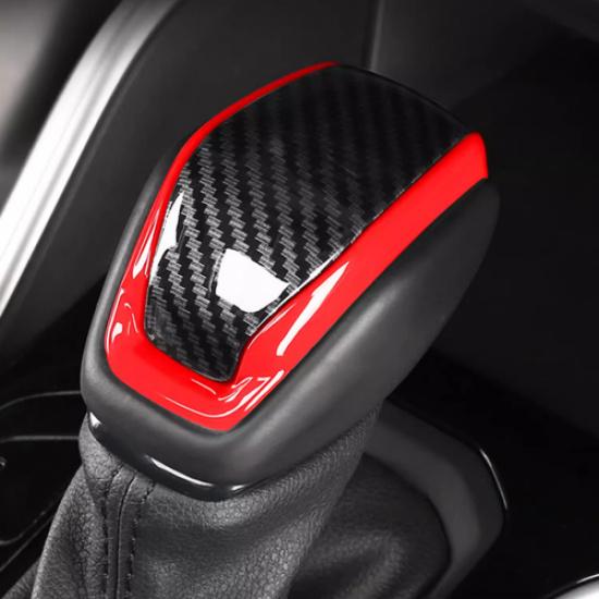 Red&Carbon fiber Gear Shift Knob Cover Trim 1pcs For Toyota Highlander -2025