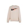 Nike Свитшот с логотипом бренда, принтом с животным узором, рубчатым круглым вырезом, повседневный пуловер, детские свитшоты, бежевый HF6690126