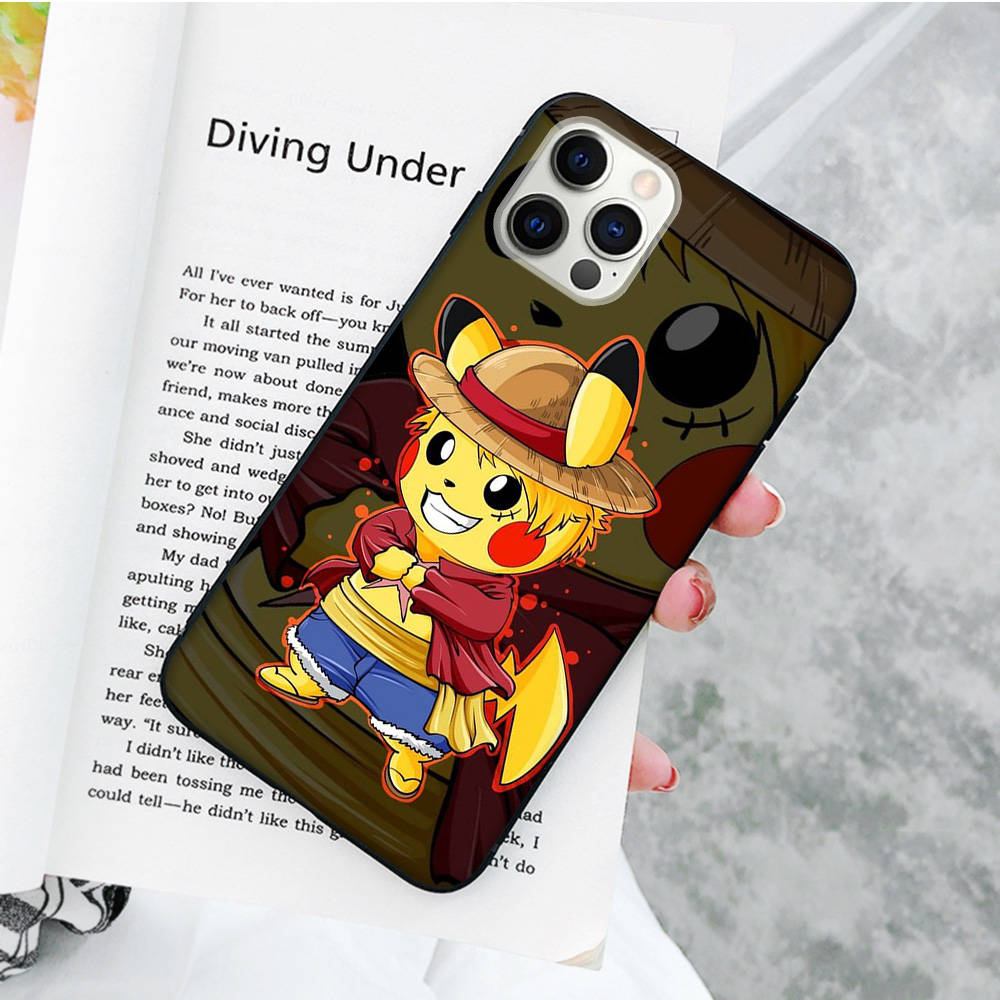 JP35 Pikachu Black Soft Case for Xiaomi Poco X6 X4 M5 M6 F5 F6 C65 C55 C50 C51 C40 Pro Redmi 14C A3X 13C 12C 11T 10A 9C Note 7 6 8A Plus