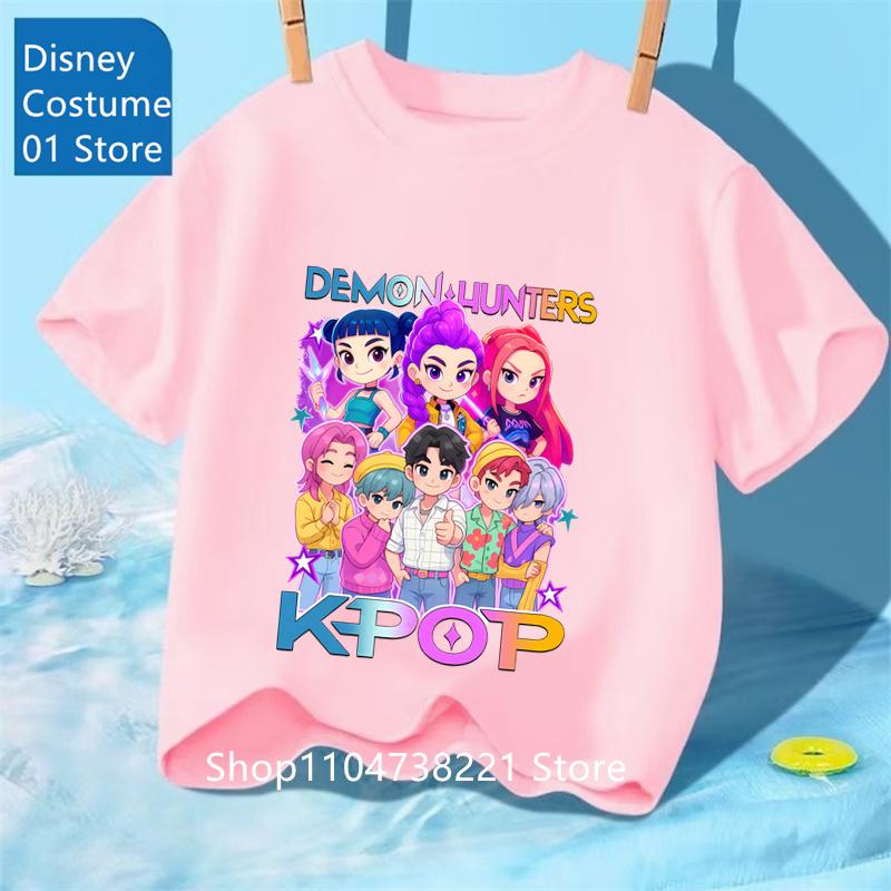 Kpop Охотники на демонов Huntrix Футболки для детей Мальчиков Девочек Летние Повседневные Топы Футболки с коротким рукавом и графикой Футболка Kpop Охотники на демонов
