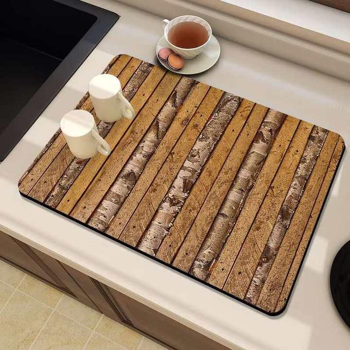 Nordic Style Wooden Pattern Kitchen Countertop Absorbent & Drying Pad