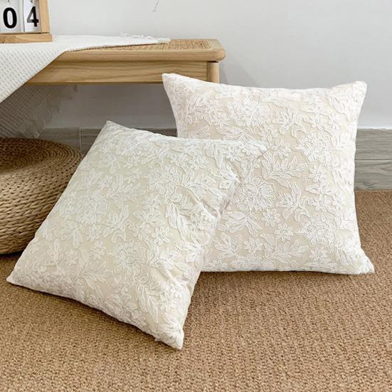 Наволочка Цветочная Вышивка Французский Стиль Скрытая Молния Квадратная Форма Декор Гостиной Спальни Автомобиля Дивана Подушка-Наволочка