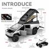 Масштаб 1/24 Tesla Cybertruck Кемпинг Пикап с Мотоциклом Внедорожник Сплав Автомобиль Литая Модель Коллекция Хобби Дисплей Украшения Детская Игрушка