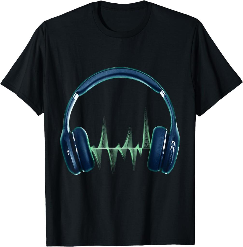 Headphones Soundwaves Disc Jockey EDM Earphones DJ T-Shirt