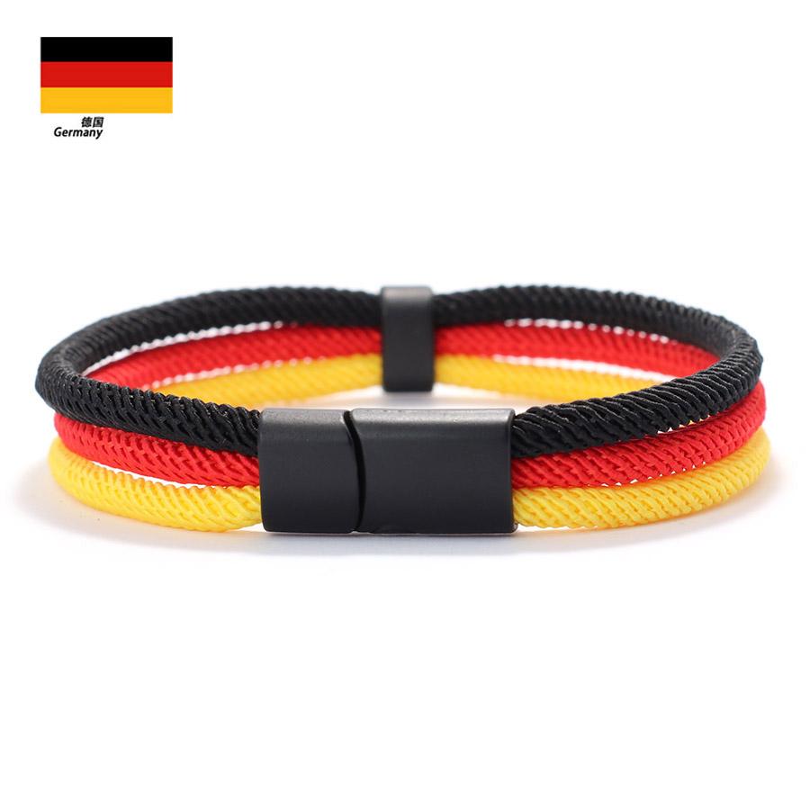 Multi Color Size National Flag Color Charm Bracelet Unisex Detachable Magnet Buckle Wrap Braslet Grade A 4mm Rope Braclet Joias