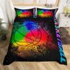 Basketball Duvet Cover Queen Blue Red Green Tie Dye Bedding Set Grunge Neon Sports Comforter Cover Neon Ball Game Quilt Cover