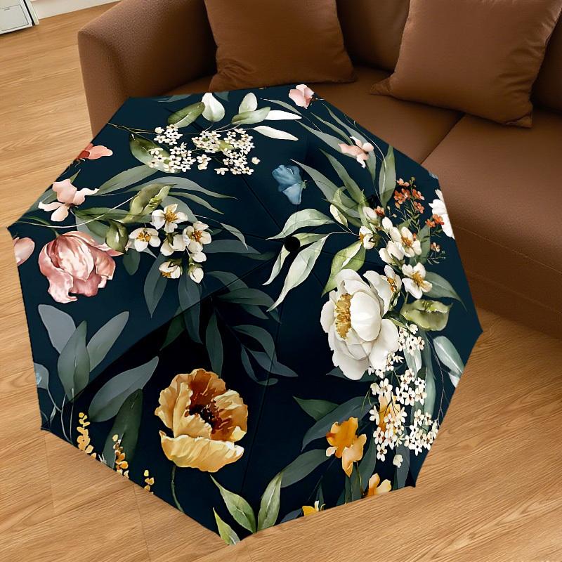 1PC Floral Pattern Umbrella-8-Rib Reinforced Portable Folding Travel Suitable for All Seasons Outdoor Daily Use Is an Ideal Choice -K0414