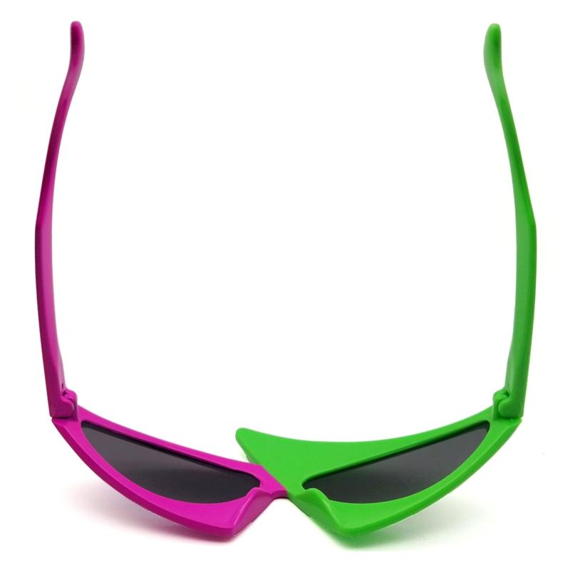 Унисекс Новинка Вечеринка Солнцезащитные очки 80-х Асимметричные очки Ярко-розовые и Неоново-зеленые очки для Хип-хоп танцев Хэллоуин вечеринки