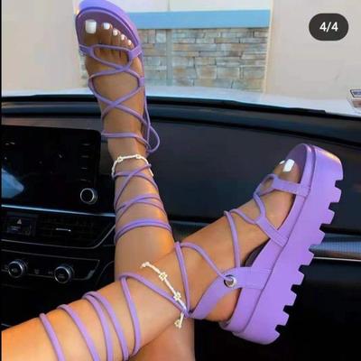 2024 Новые летние сандалии-маффины с толстым ремешком на щиколотке для женщин, женские сандалии большого размера