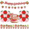 Summer Strawberry Theme Party Decoration Banner Strawberry Flag Big Power Strip Small Power Strip Party Balloon