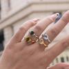 ins water drop zircon stainless steel ring plated with 18K gold non-fading ring lava niche high-end jewelry