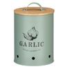 Garlic Container Mint Cream Bamboo Lid