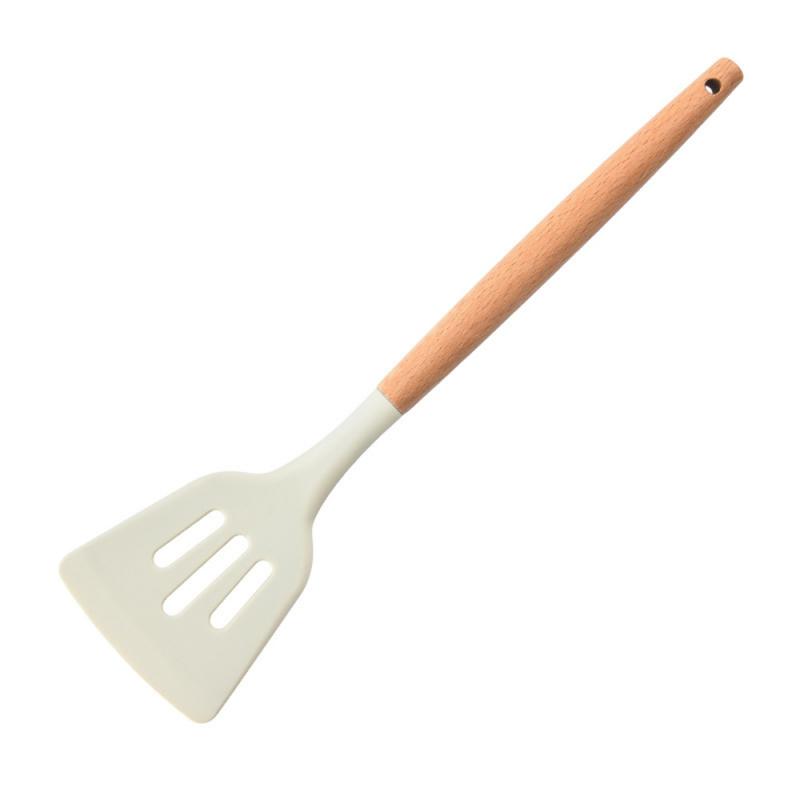 Silicone Kitchenware Cooking Spatula Soup Spoon With Wooden Handle Non-stick Cookware Spatula Kitchen Cooking Tool