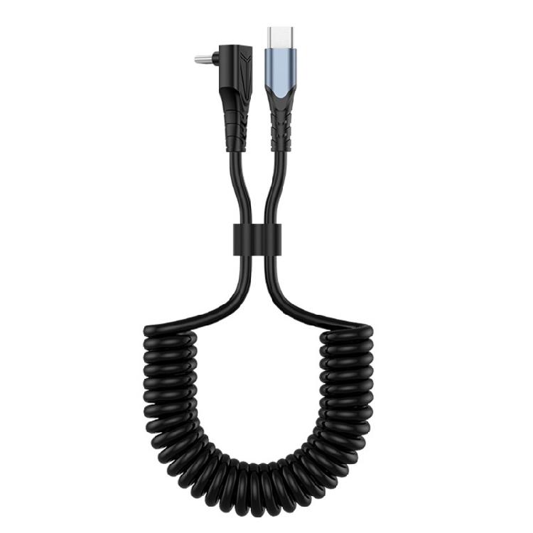 Спиральный USB C - USB C кабель, гибкая длина, PD60W, быстрая зарядка, передача данных для телефонов, планшетов, шнур питания, линия данных