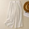 Dimanaf Summer Plus Size Women High Waist Basic Elastic Pants Loose Casual Trousers Cotton Wide Leg Pants