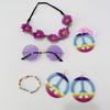 Hippie Peace Sign Costume Set Halloween Party Colorful Earrings Necklace Adult Cosplay Accessories