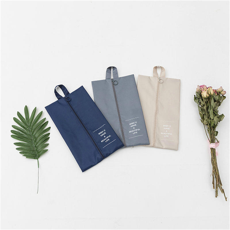 Portable Travel Foldable Shoe Bag Polyester Storage Case Convenient Pouch Organizer Shoes Sorting Zipper Tote