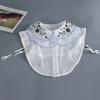 Fashion Women Fake Collar Vintage Embroidery Lapel White Shirt Detachable Collar for Half Shirt Blouse Tops Decorative
