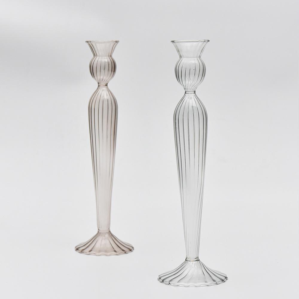 Креативный полосатый французский стеклянный подсвечник, подсвечник для ужина при свечах, настольное украшение, украшение для свадебной вечеринки, домашнего офиса