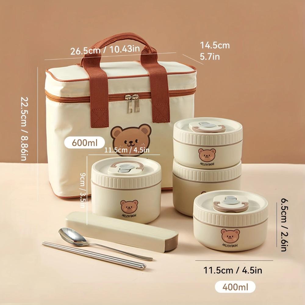 WORTHBUY Portable Lunch Box Set With Insulated Bag 18/8 Stainless Steel Thermal Food Container For Students  Aldults