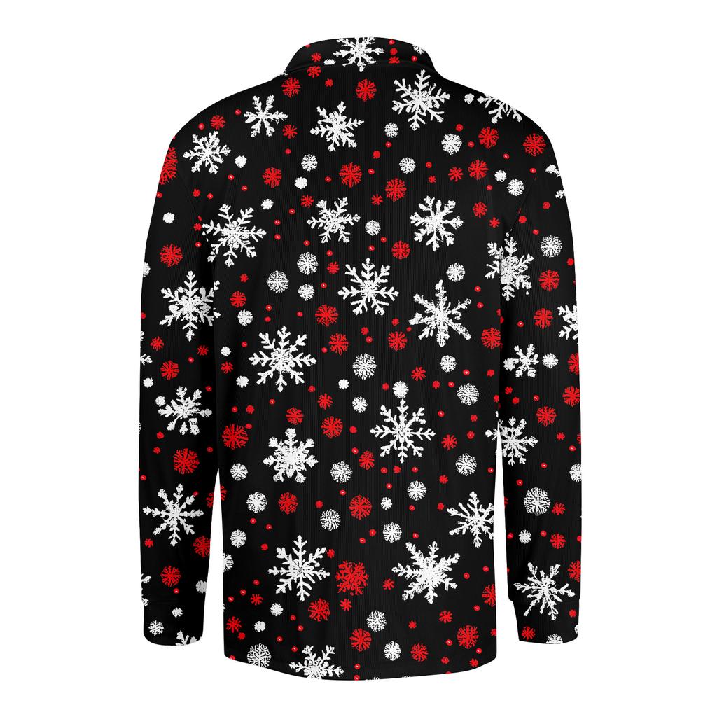 Men's Casual Style Solid Color Loose Shirt Long-sleeved Top