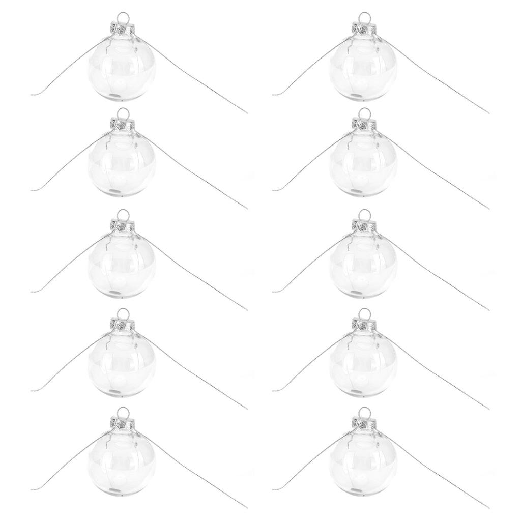 10Pcs/Set Decorative Hanging Ball Reusable Fillable Transparent Christmas Ball for Holiday Party6cm