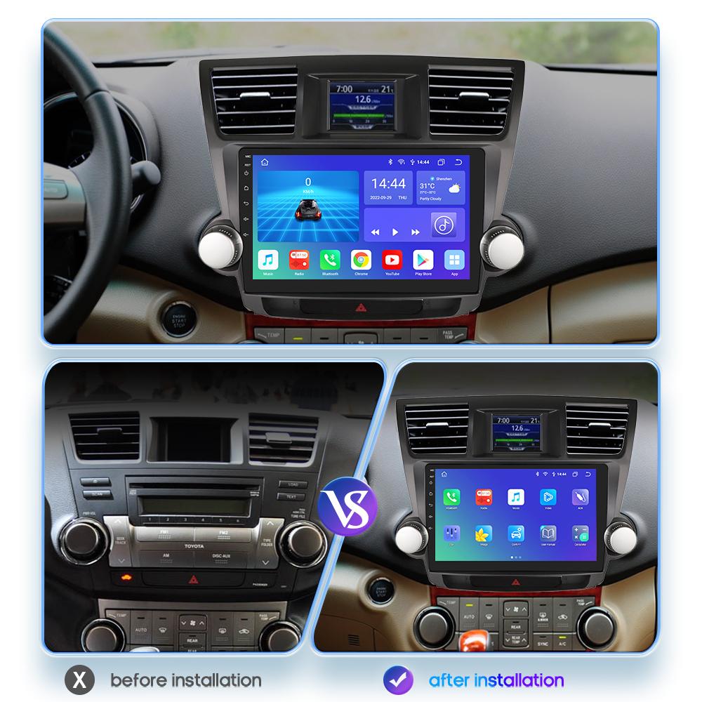 2 Din Android 12 автомобильное радио для Toyota Highlander Kluger 2 XU40 2007-2013 Navi GPS мультимедиа 4G интеллектуальный экран видеоплеер авто стерео Carplay