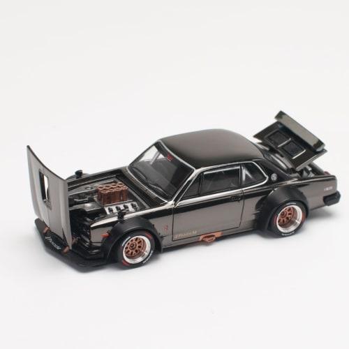 POP RACE 1/64 SKYLINE GT-R V8 DRIFT (HAKOSUKA) DARK CHROME Finished Product