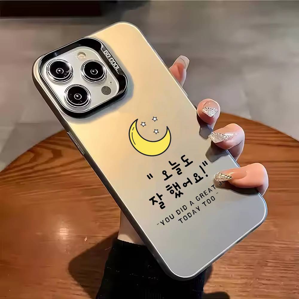 Ins Корейский Простой Текст Чехол для Телефона для iPhone 17,16,15,14,13,12,11,Pro Max,Plus Конфетный Серебристый Чехол